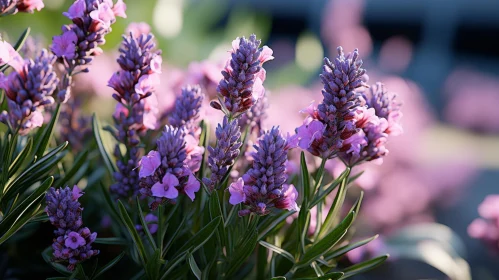 Blooming Lavender Flowers in Light Pink and Dark Emerald