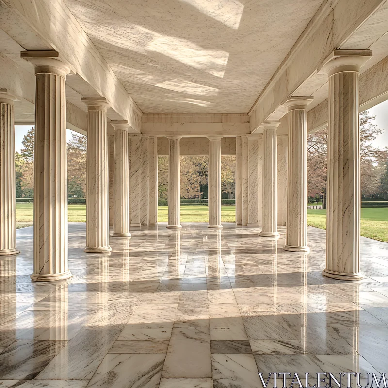 Symmetrical Marble Columns Architecture AI Image