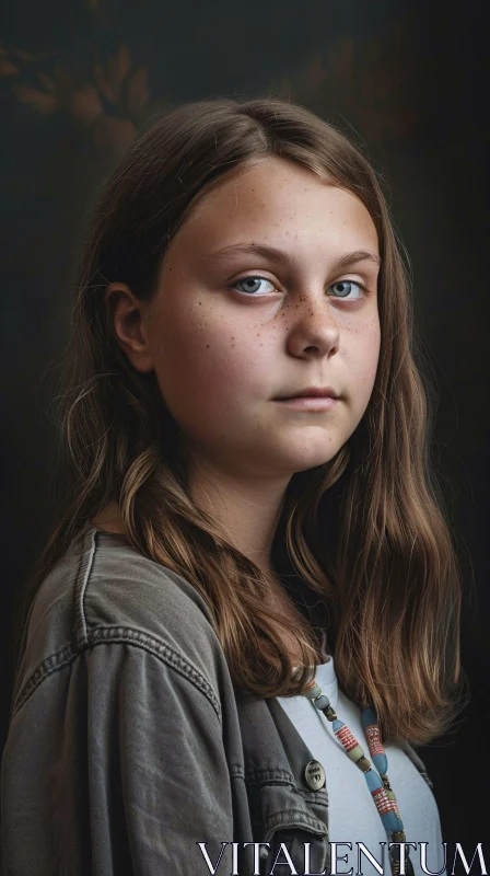 Greta Thunberg Environmentalist Portrait AI Image