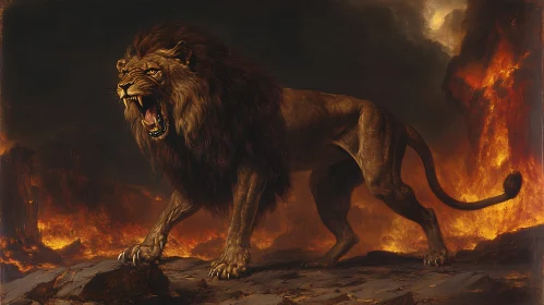 Fierce Lion Painting