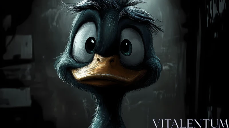 Cartoon Duck and Dramatic Expression AI Image