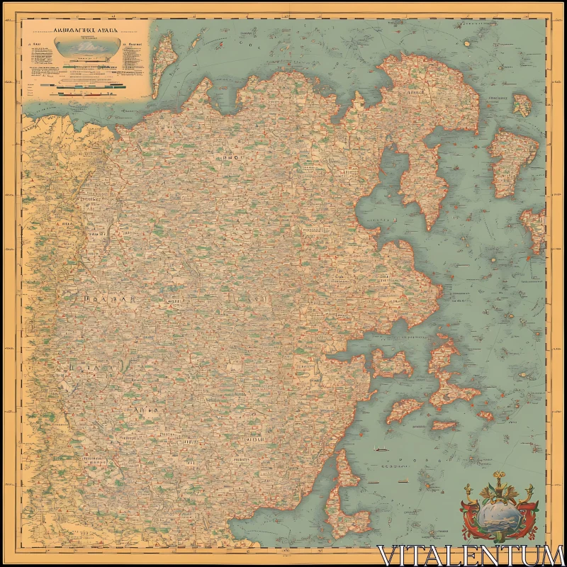 Antique Geographical Map AI Image