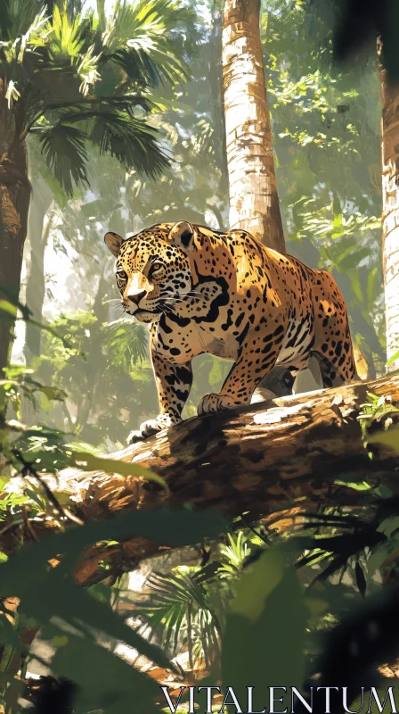 Jungle Jaguar on Branch AI Image