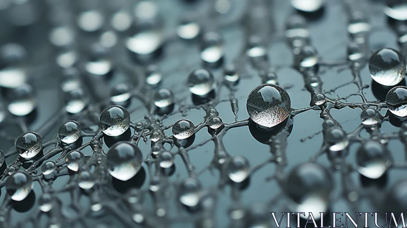 Raindrops Close-Up: A Silver Luminous Spectacle AI Image