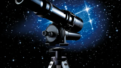 Stunning Telescope on Tripod with Star Field Illustration
