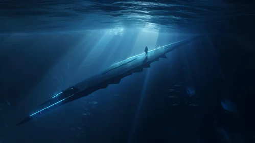 Underwater Art: Futuristic Spear in a Captivating Scene