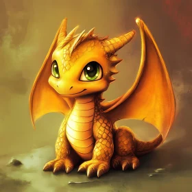 Cute Golden Dragon Cartoon