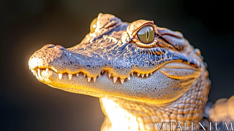 Sunlit Alligator Close-Up AI Image