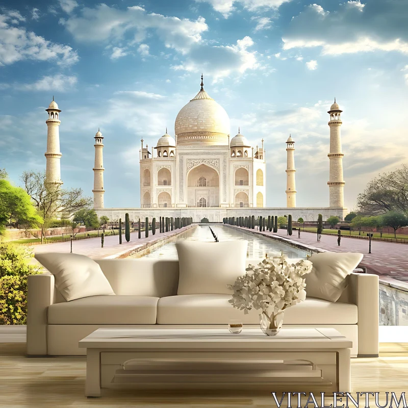 Elegant Interior with Taj Mahal View AI Image