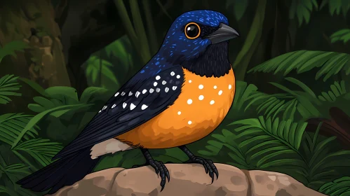 Vibrant Bird with Blue and Orange