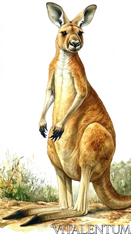 AI ART Kangaroo Illustration in Nature