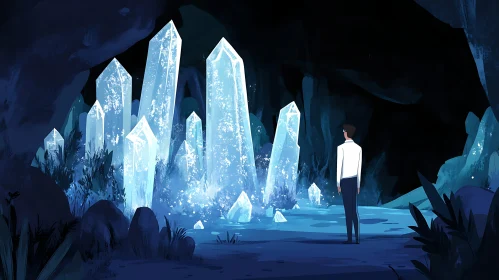 Blue Crystal Cave Illustration