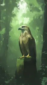 Eagle Perched in Serene Woodland