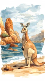 Artistic Kangaroo Beach Scene