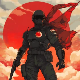 Tactical Hero in a Red Sky