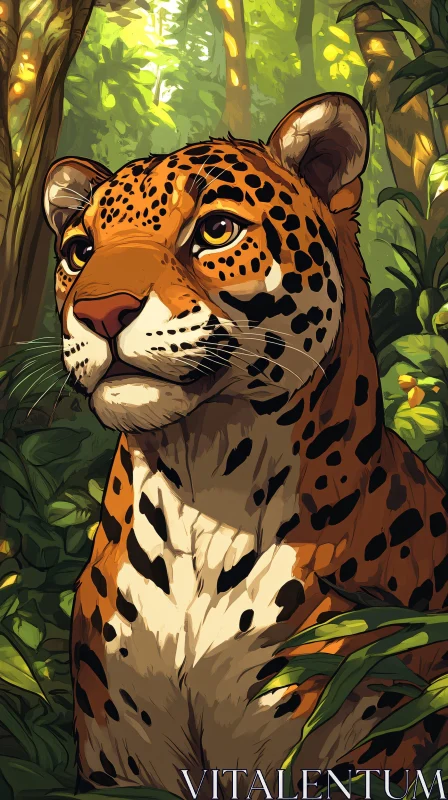 Tiger Amidst Verdant Jungle AI Image