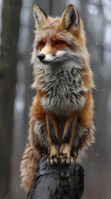 Elegant Fox in Snowy Woods