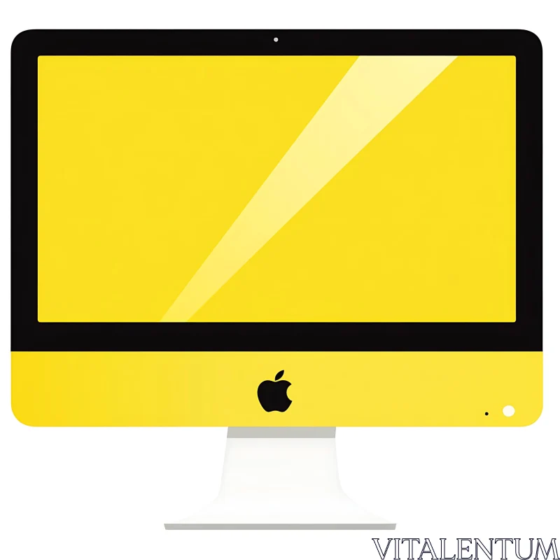 Modern Yellow Computer Screen with Black Bezel AI Image