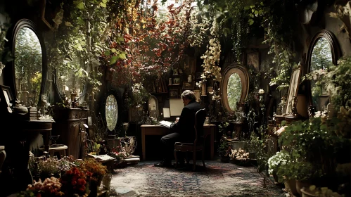 Man in Floral Room