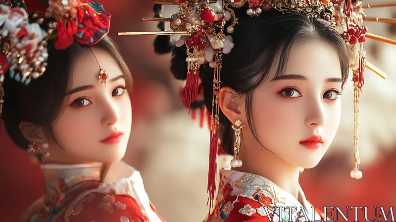 Twin Portraits in Hanfu AI Image