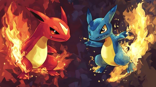 Epic Battle of Flame-Wielding Dragons