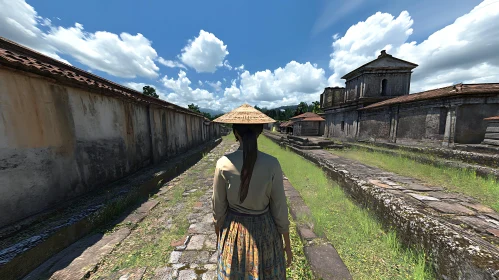 Asian Woman in Traditional Hat