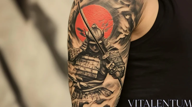 AI ART Arm Tattoo - Samurai Warrior Design