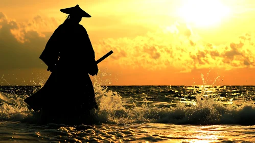 Silhouette of Warrior in the Sea