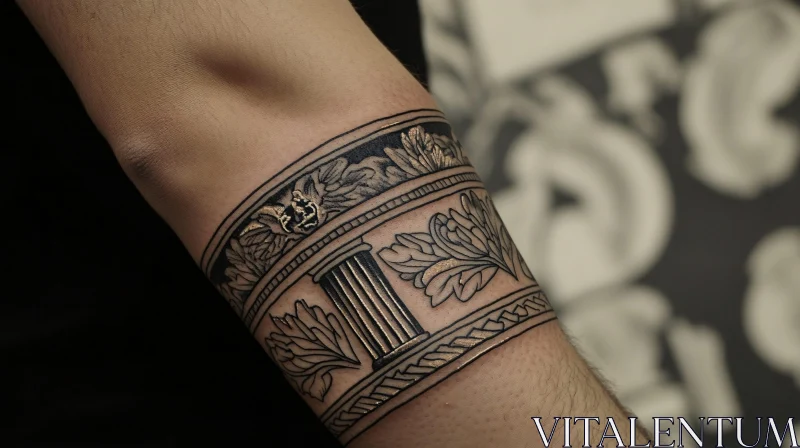 AI ART Ornamental Armband Tattoo with Column Motif