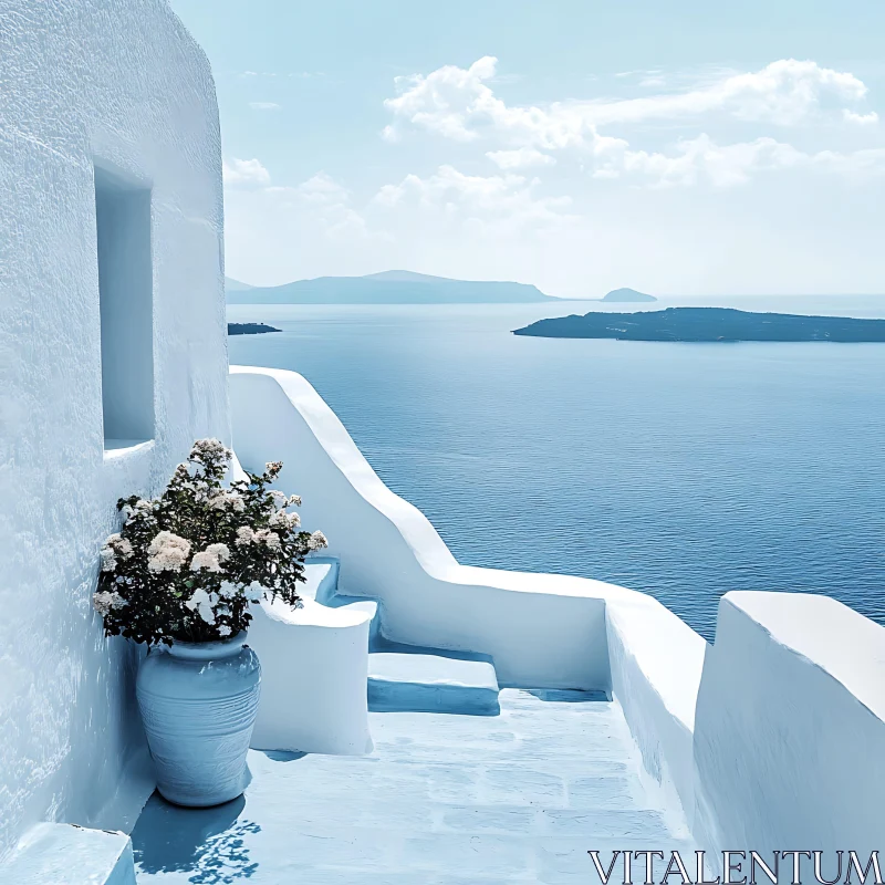 AI ART Island View: Serene Santorini Scene