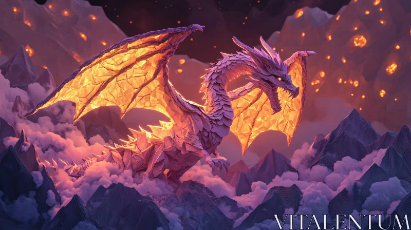 Majestic Dragon Over Mountain Range AI Image