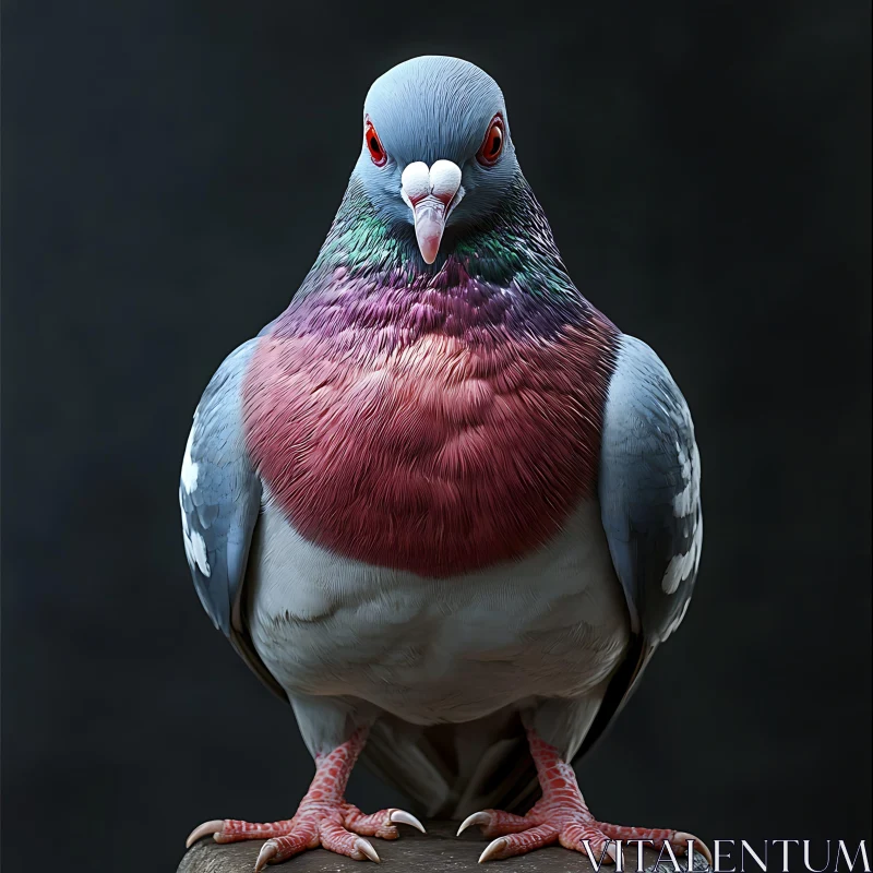 AI ART Pigeon Close-up, Feathered Friend Image