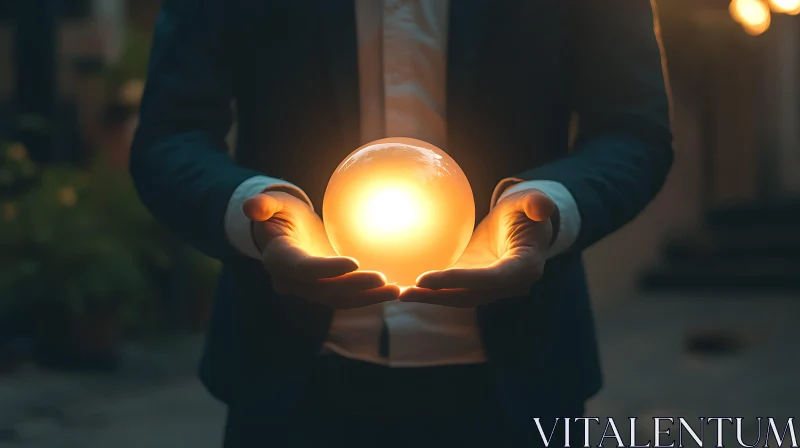 AI ART Glowing Sphere in Hand