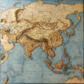 Asia Topographical Map Art Print