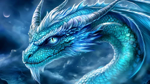 Fantasy Dragon with Blue Scales