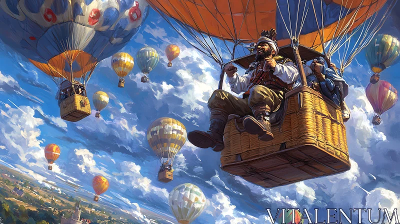 AI ART Whimsical Balloon Flight Over the Clouds