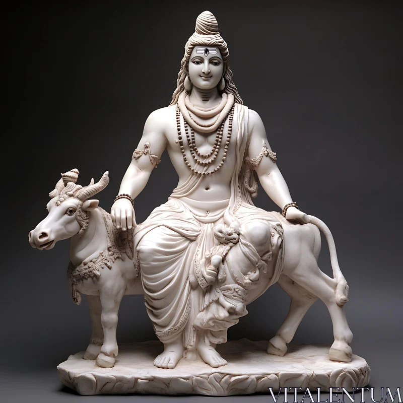 Serene Deity on Bull Sculpture AI Image