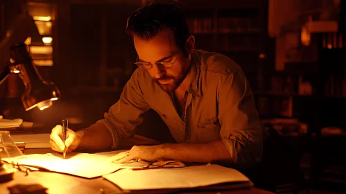 Focused Writer at Desk