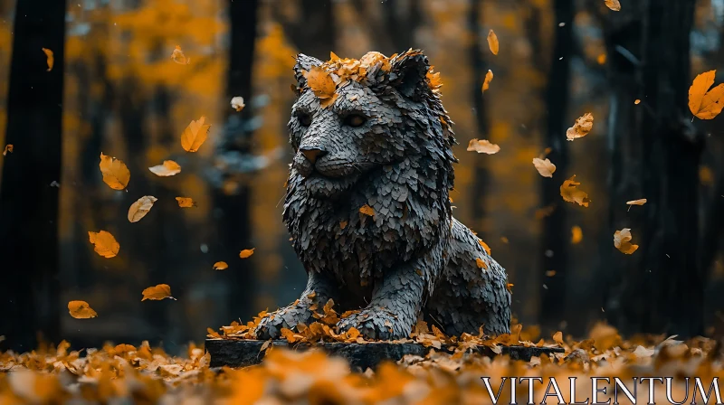 AI ART Autumnal Lion Statue