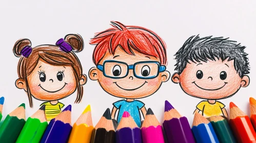 Children's Pencil Drawing Illustration