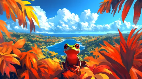 Colorful Frog with Tropical Backdrop