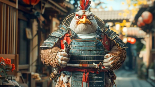 Samurai Chicken Warrior in Ancient Japan