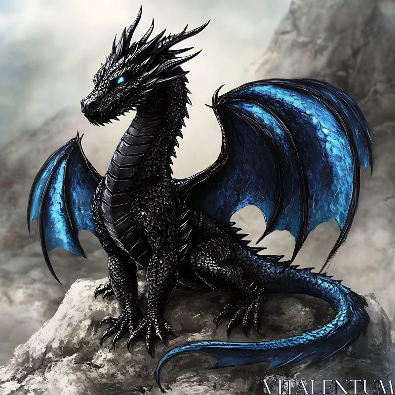 AI ART Fantasy Dragon on Mountain Peak