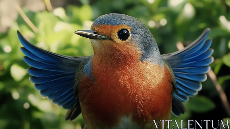 Close-Up of a Bird with Blue Wings AI Image