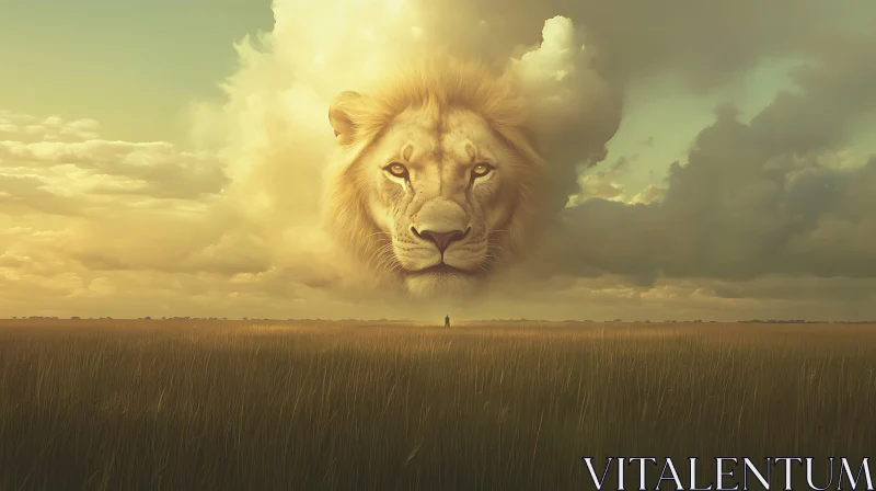 AI ART Majestic Lion Above the Field