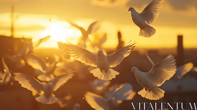 White Doves Soaring AI Image