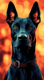 Fiery Background Dog Artwork