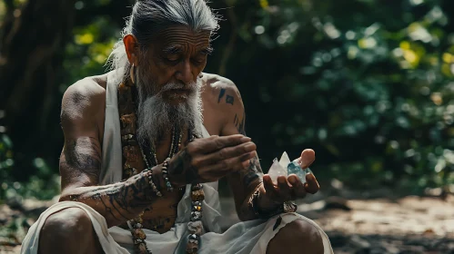 Man Holding Crystals