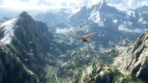 Serene Flight Over Mountain Landscape