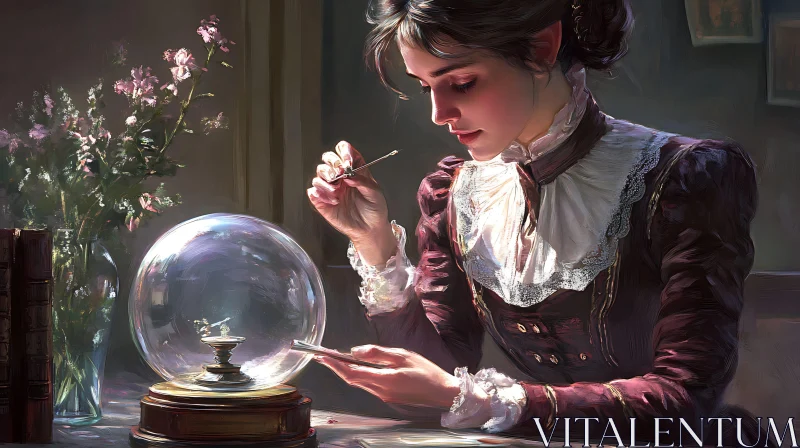 AI ART Mystical Woman and Crystal Ball Art